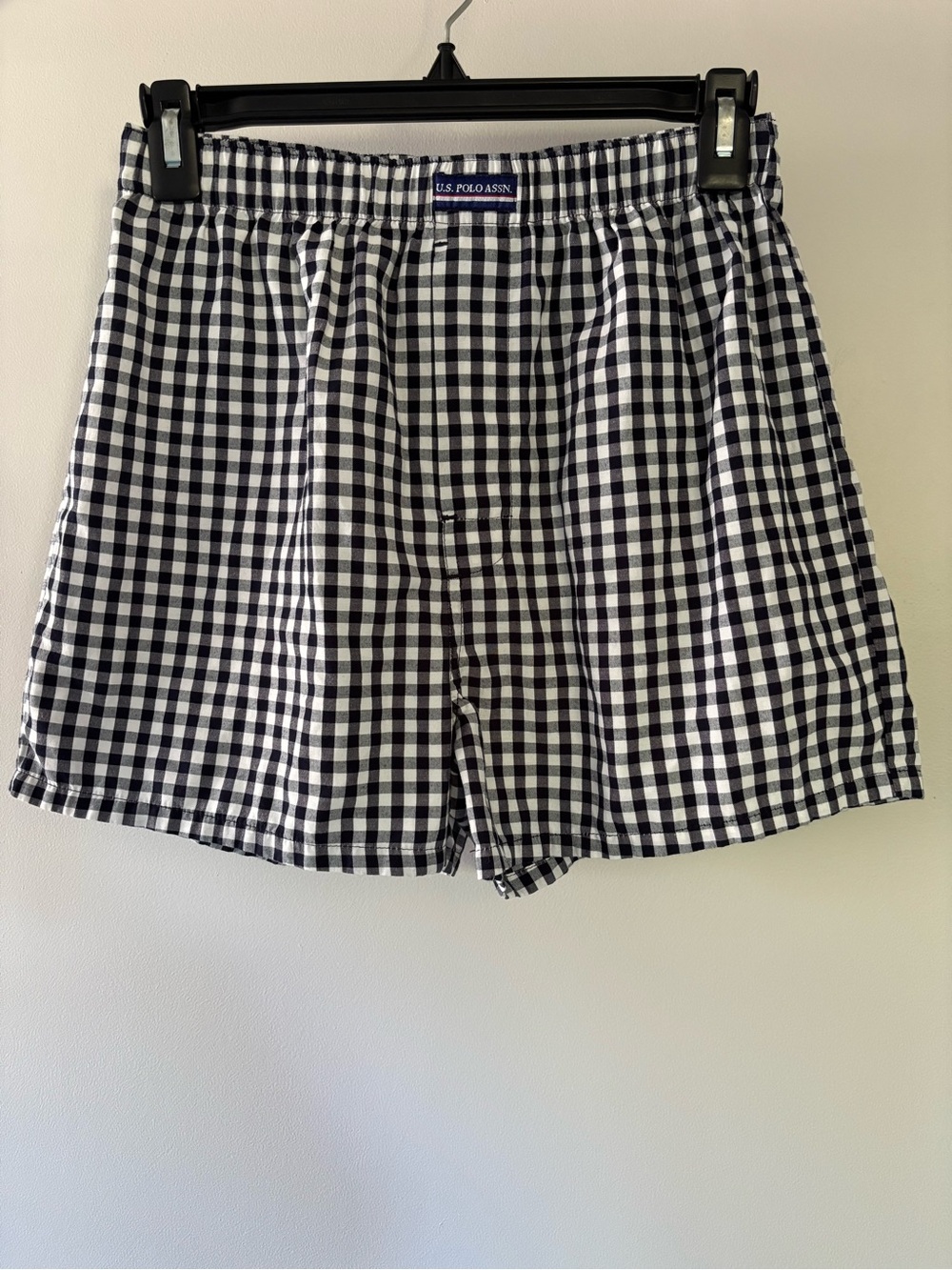 U.S. Polo Assn. Black & White Gingham Cotton Boxer Shorts